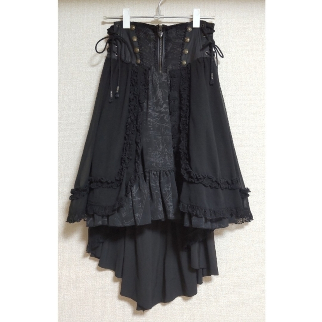 Ozz oneste 地図柄黒スカート 美品 - ひざ丈スカート