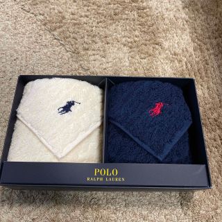 ポロラルフローレン(POLO RALPH LAUREN)のPOLOタオルハンカチ紺と白の２枚(ハンカチ/ポケットチーフ)