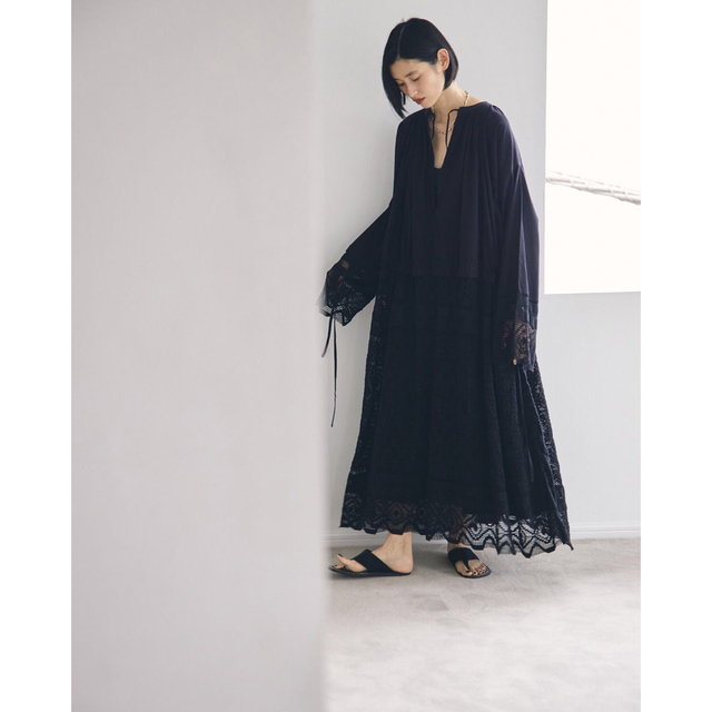 TODAYFUL(トゥデイフル)のtodayful Church Lace Dress ブラック 38 新品未使用 レディースのワンピース(ロングワンピース/マキシワンピース)の商品写真