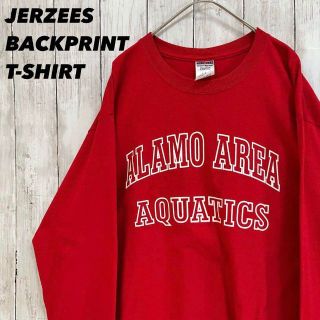 ジャージーズ(JERZEES)のアメリカ古着JERZEES 長袖バックプリントTシャツ　サイズL赤　ユニセックス(Tシャツ/カットソー(七分/長袖))