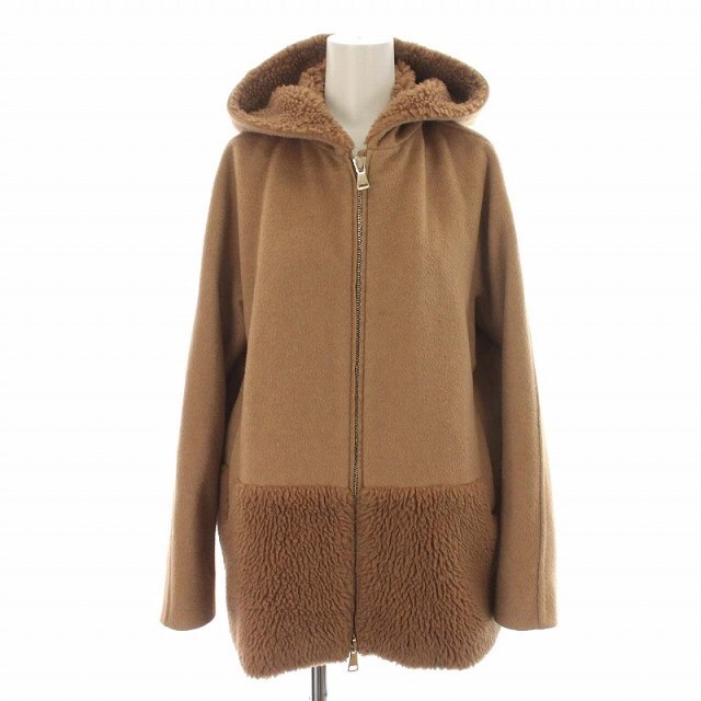 MAX MARA マックスマーラ白タグアルパカレザーパイピングコート