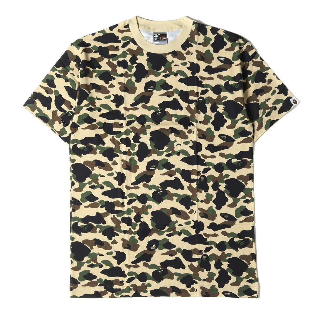 A BATHING APE ア ベイシング エイプ Tシャツ サイズ:L 全面 1stカモ 猿迷彩 クルーネックTシャツ 00s イエローカモ トップス カットソー 半袖 【メンズ】