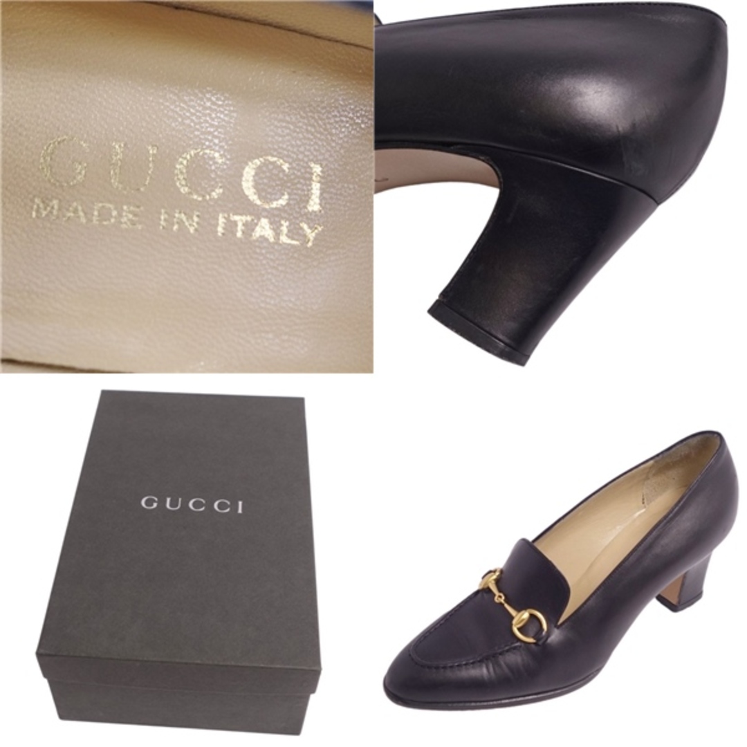 Gucci(グッチ)のVintage グッチ GUCCI パンプス ホースビット カーフレザー ヒール シューズ 靴 レディース 35.5C(22.5cm相当) ブラック レディースの靴/シューズ(ハイヒール/パンプス)の商品写真