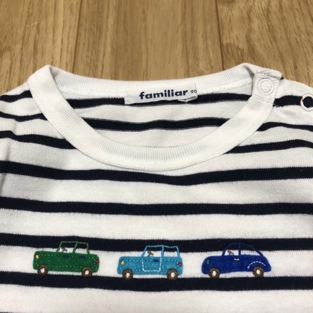 familiar(ファミリア)のfamiliar ファミリア ボーダー 車 長袖 Tシャツ ロンT 90 キッズ/ベビー/マタニティのキッズ服男の子用(90cm~)(Tシャツ/カットソー)の商品写真