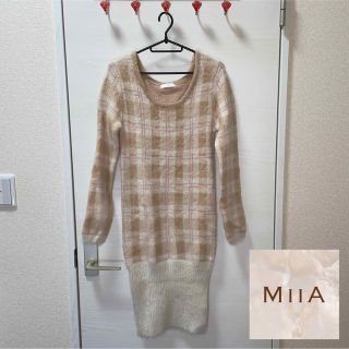 ミーア(MIIA)の【即日発送】【匿名配送】 MIIA チェック柄ニットミニワンピース(ミニワンピース)