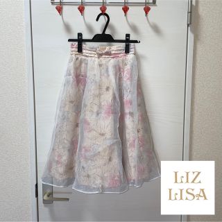 リズリサ(LIZ LISA)の【即日発送】【匿名配送】リズリサ　膝丈花柄チュールスカート(ひざ丈スカート)