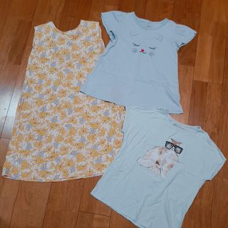 ユニクロ(UNIQLO)の【UNIQLO/GU】UT PAUL&JOEワンピース　Tシャツ　GU　猫　花(Tシャツ/カットソー)