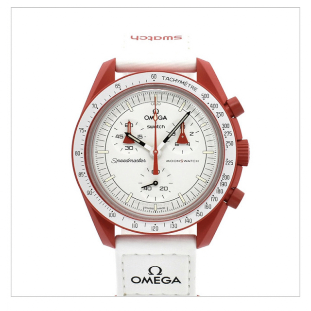 最新な OMEGA オメガスウォッチ 赤 レッド - 腕時計(アナログ) - www