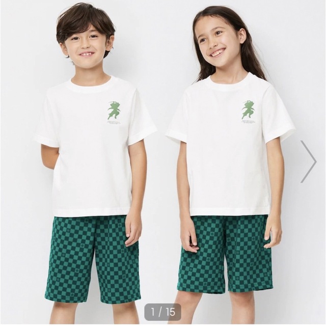 GU(ジーユー)のGU KIDSラウンジセット(半袖)Demon Slayer 120 キッズ/ベビー/マタニティのキッズ服男の子用(90cm~)(パジャマ)の商品写真