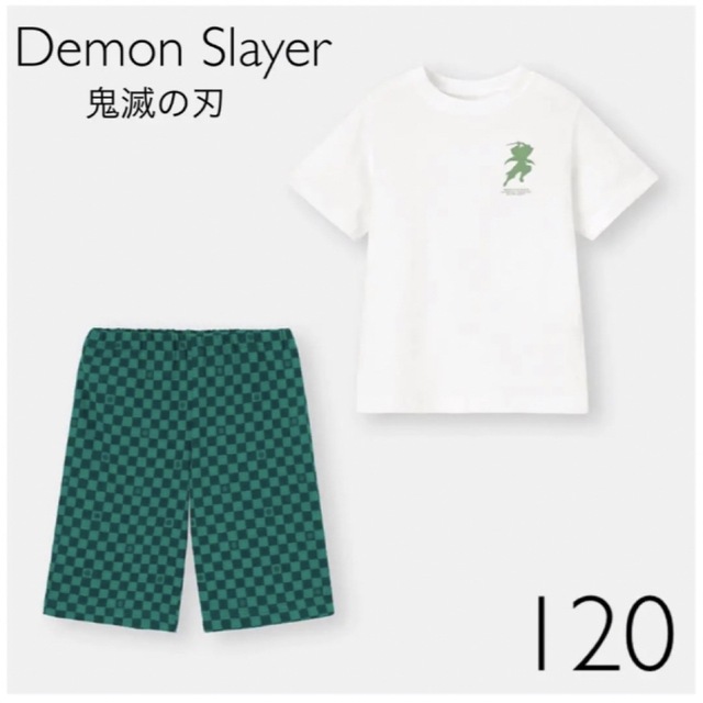 GU(ジーユー)のGU KIDSラウンジセット(半袖)Demon Slayer 120 キッズ/ベビー/マタニティのキッズ服男の子用(90cm~)(パジャマ)の商品写真