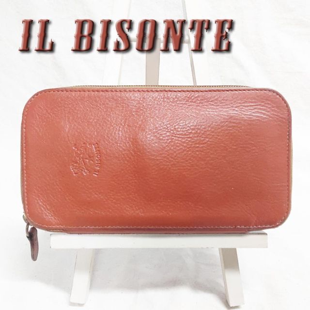 【美品】IL BISONTE イルビゾンテ 本革 ヌメ革 長財布 ラウンドジップ