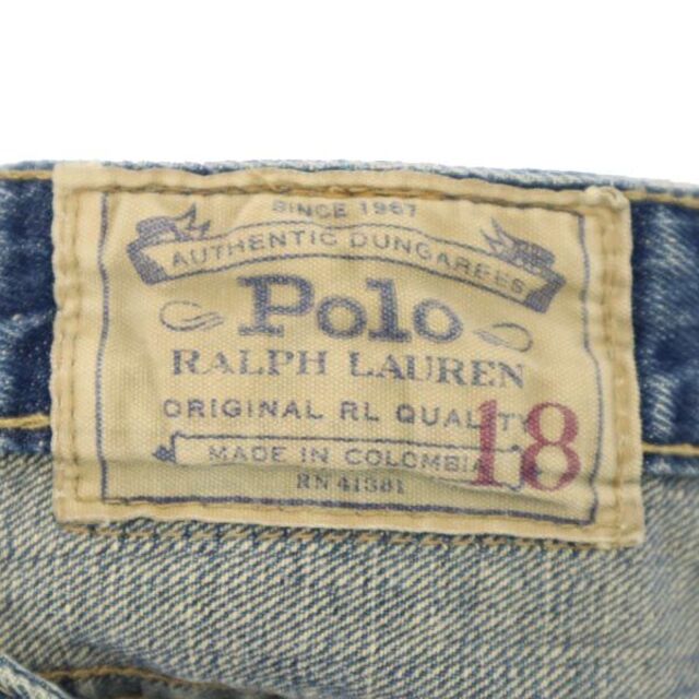 ポロラルフローレン ダメージ加工 デニム ショートパンツ 18 POLO RALPH LAUREN キッズ 【中古】 【230519】