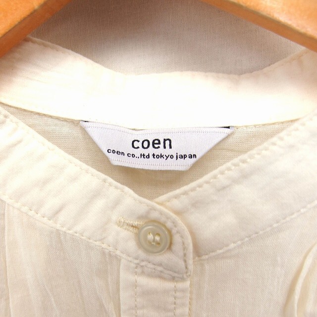 coen(コーエン)のコーエン coen ノーカラー シャツ ブラウス チュニック シワ加工 シンプル レディースのトップス(シャツ/ブラウス(半袖/袖なし))の商品写真