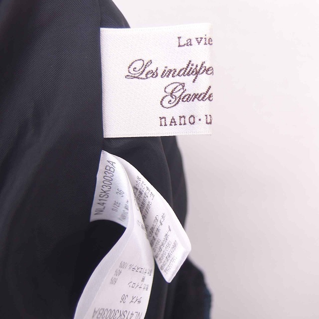 nano・universe(ナノユニバース)のナノユニバース タイト スカート ミニ 刺繍 総柄 薄手 36 ネイビー レディースのスカート(ミニスカート)の商品写真