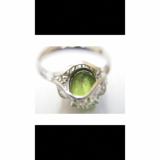 Pt900 ペリドット6.84ct D0.13ct 8.5号 リング