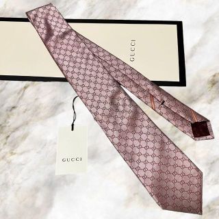 グッチ(Gucci)の【新品未使用】GUCCI グッチ GG柄 シルク100%高級ネクタイ ピンク(ネクタイ)