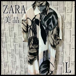 ザラ(ZARA)の美品　【ZARA】ザラ　ボタニカル　総柄レーヨンシャツ　ペーズリー　Lサイズ(シャツ)