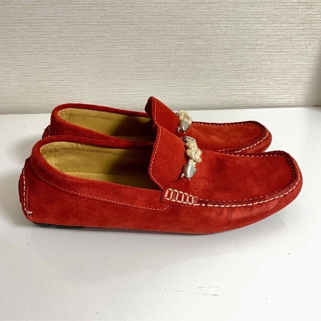 ROSSO ARTIGIANO スエード ドライビングシューズ 赤 red 39 メンズの靴/シューズ(スリッポン/モカシン)の商品写真