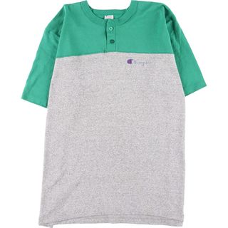 チャンピオン(Champion)の古着 80年代 チャンピオン Champion トリコタグ ヘンリーネック ロゴプリントTシャツ USA製 メンズM ヴィンテージ /eaa336501(Tシャツ/カットソー(半袖/袖なし))