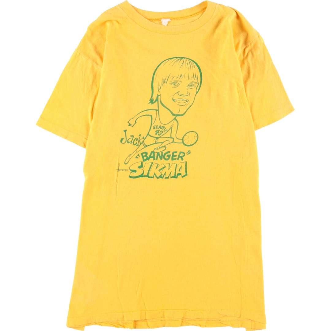 80年代 NBA SEATTLE SUPERSONICS シアトルスーパーソニックス JACK SIKMA ジャックシクマ スポーツプリントTシャツ メンズS ヴィンテージ /eaa332023