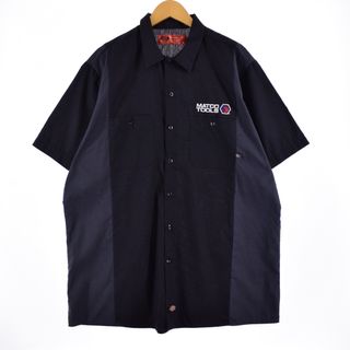 ディッキーズ(Dickies)の古着 ディッキーズ Dickies ツートン 刺繍入り 半袖 ワークシャツ メンズXL /eaa337165(シャツ)