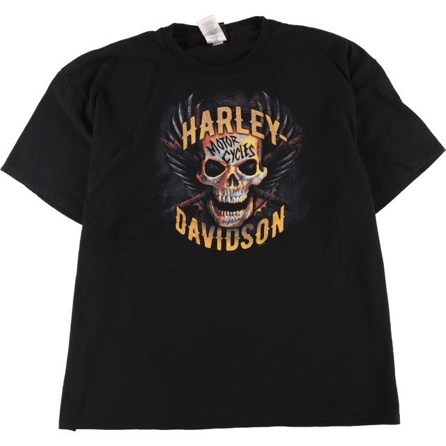 ハーレーダビッドソン Harley-Davidson ドクロ柄 スカル柄 両面プリント モーターサイクル バイクTシャツ メンズXXL /eaa337381