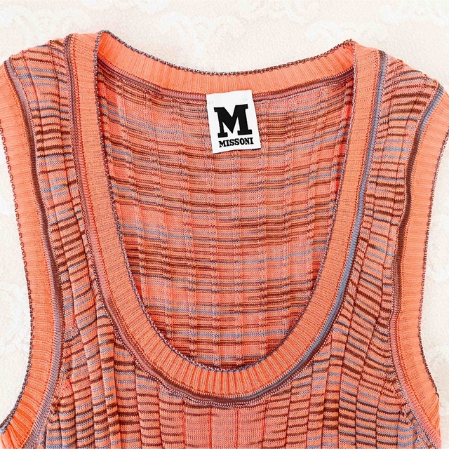 エムミッソーニM missoni ノースリーブニット サマー オレンジ系