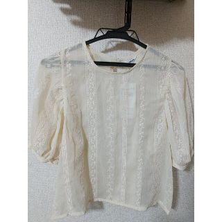 シマムラ(しまむら)のしまむら Lutique  五分袖 シフォン トップス イエロー(チュニック)