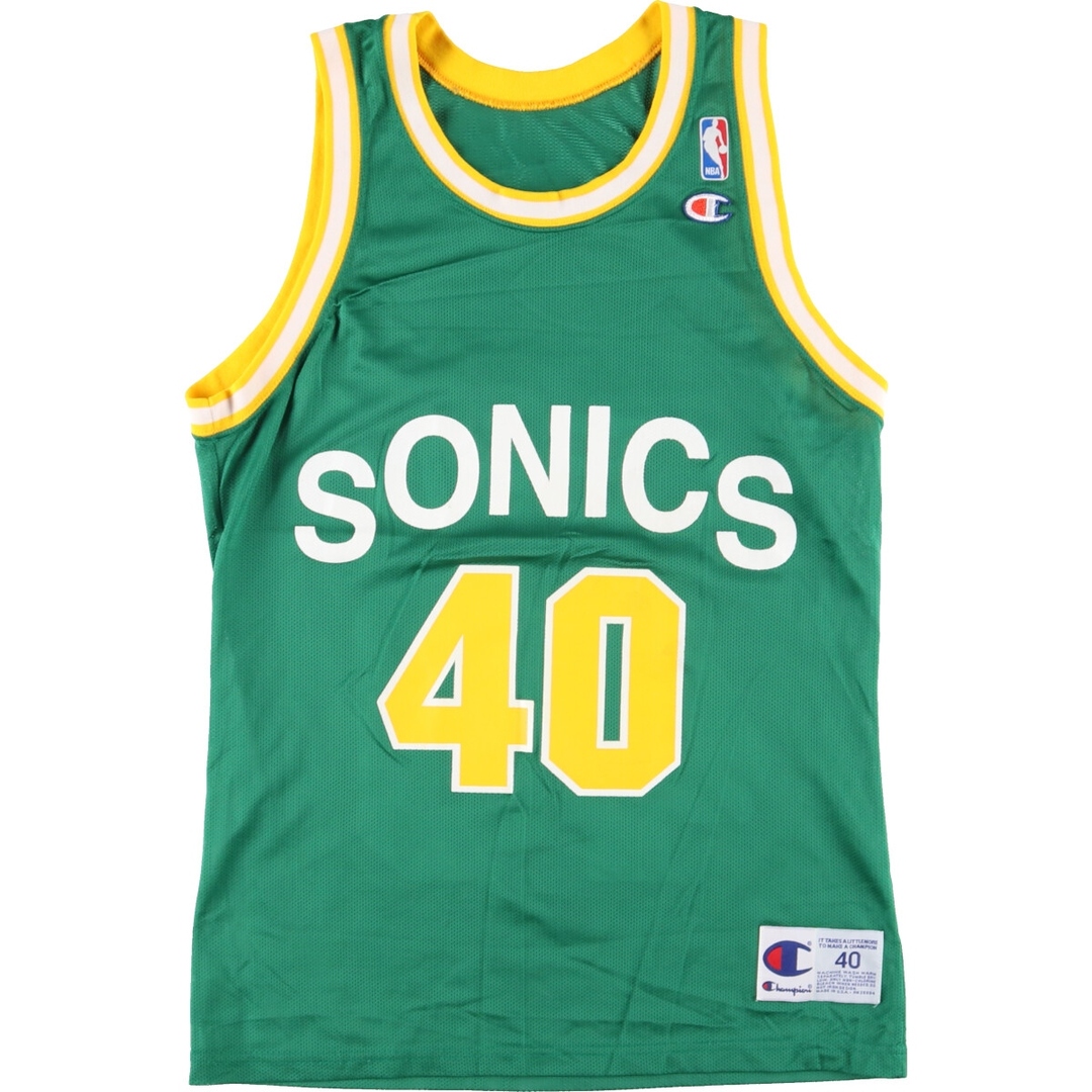 チャンピオン Champion NBA SEATTLE SUPERSONICS シアトルスーパーソニックス メッシュタンクトップ ゲームシャツ USA製 メンズM /eaa337632