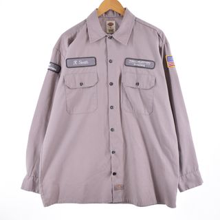 ディッキーズ(Dickies)の古着 ディッキーズ Dickies ワッペン付き 長袖 ワークシャツ メンズXL /eaa336279(シャツ)