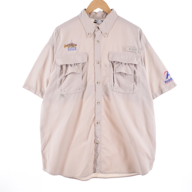 コロンビア Columbia PFG ボタンダウン 刺繍入り 半袖 フィッシングシャツ メンズXXL /eaa336108