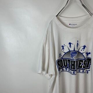 チャンピオン(Champion)のD369 チャンピオン　ビッグプリント　メキシコ製　L 白　半袖　Tシャツ(Tシャツ/カットソー(半袖/袖なし))