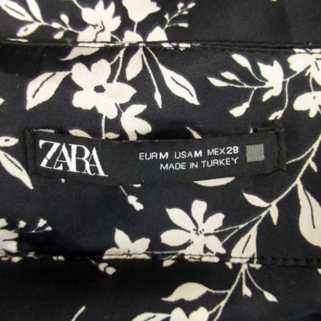 ZARA(ザラ)のザラ フレアスカート ロング丈 マキシ丈 花柄 M 黒 ブラック オフホワイト レディースのスカート(ロングスカート)の商品写真
