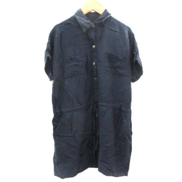 ANAYI(アナイ)のアナイ ANAYI シャツワンピース ミニ丈 半袖 38 ネイビー 紺 レディースのワンピース(ミニワンピース)の商品写真