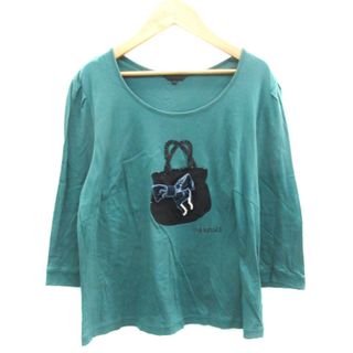 トゥービーシック(TO BE CHIC)のトゥービーシック Tシャツ カットソー 七分袖 ラインストーン 46 グリーン(その他)