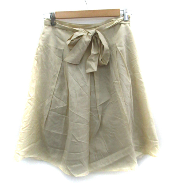 MK MICHEL KLEIN(エムケーミッシェルクラン)のエムケー ミッシェルクラン フレアスカート ミモレ丈 リボン 40 ベージュ レディースのスカート(ひざ丈スカート)の商品写真
