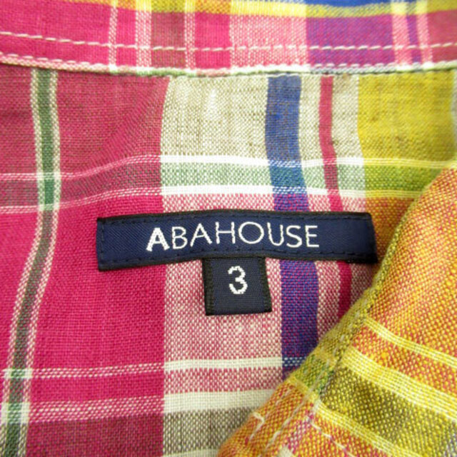 ABAHOUSE(アバハウス)のアバハウス カジュアルシャツ 七分袖 チェック柄 3 マルチカラー ピンク メンズのトップス(シャツ)の商品写真