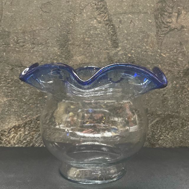金魚鉢 フリル ガラス 昭和 レトロ ヴィンテージ フラワーベース 美品