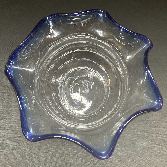 金魚鉢 フリル ガラス 昭和 レトロ ヴィンテージ フラワーベース 美品 4