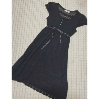 レッセパッセ(LAISSE PASSE)のレッセパッセ　お嬢様シルエット　サマーニットワンピース  美品(ひざ丈ワンピース)