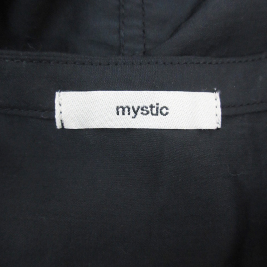 mystic(ミスティック)のミスティック シャツ ブラウス フレア 長袖 スリットネック 切替 無地 F 黒 レディースのトップス(シャツ/ブラウス(長袖/七分))の商品写真