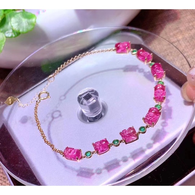 ひし型 ⭐︎【高級】トルマリン ブレスレット k18 21.7ct - crumiller.com