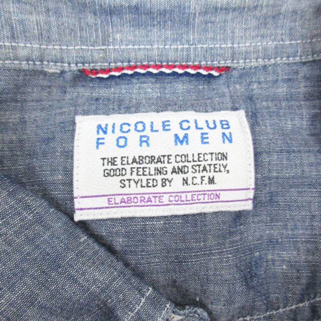 NICOLE CLUB FOR MEN(ニコルクラブフォーメン)のニコルクラブフォーメン デニムシャツ 七分袖 48 インディゴブルー /FF20 メンズのトップス(シャツ)の商品写真