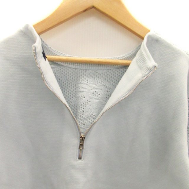 SHIPS(シップス)のシップス ニット カットソー ラウンドネック 長袖 花柄 水色 ライトブルー レディースのトップス(ニット/セーター)の商品写真