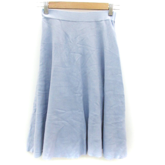 BABYLONE(バビロン)のバビロン ニット フレアスカート ミモレ丈 ペチコート付き 38 ライトブルー  レディースのスカート(ひざ丈スカート)の商品写真
