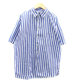 レイジブルー(RAGEBLUE)のレイジブルー カジュアルシャツ 半袖 ストライプ柄 M オフホワイト 青 ブルー(シャツ)