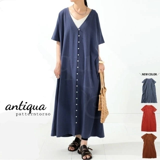 antiqua(アンティカ)の【ruu様専用】antiqua シャツワンピース ロングワンピ ジレ ドルマン レディースのワンピース(ロングワンピース/マキシワンピース)の商品写真