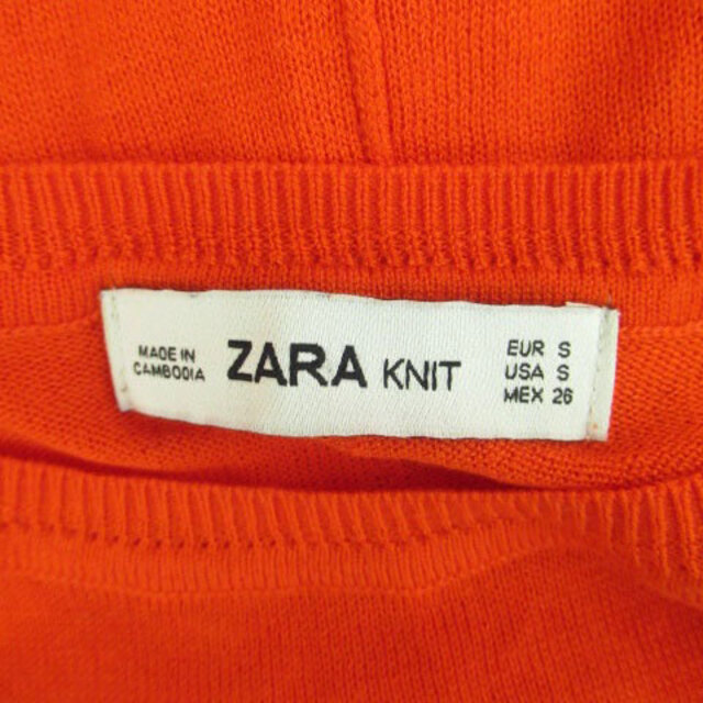 ZARA(ザラ)のザラ ZARA ニット カットソー ラウンドネック 長袖 無地 S オレンジ レディースのトップス(ニット/セーター)の商品写真