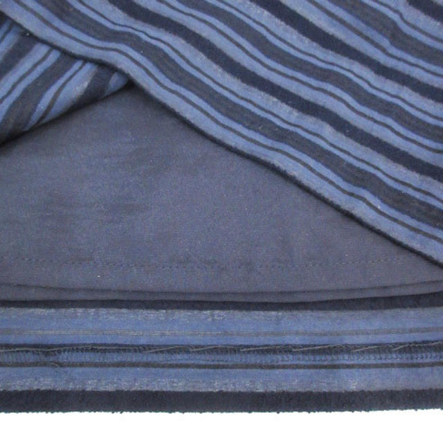 ROPE’(ロペ)のロペ フレアスカート ひざ丈 ボーダー柄 40 紺 黒 ネイビー /FF44 レディースのスカート(ひざ丈スカート)の商品写真