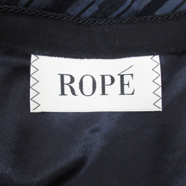 ROPE’(ロペ)のロペ フレアスカート ひざ丈 ボーダー柄 40 紺 黒 ネイビー /FF44 レディースのスカート(ひざ丈スカート)の商品写真